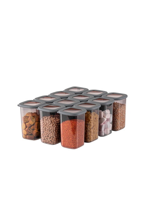 Hermia Juego de 12 Cajas de Almacenaje 1200 ml Antracita Hermia Juego de 12 Cajas de Almacenaje 1200 ml Antracita